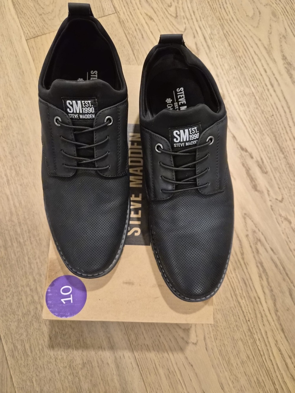 Steve Madden Men's Black Casual Lace-Up Shoes - Size 10